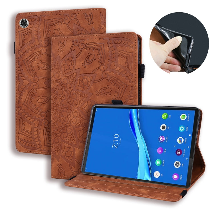 For Lenovo Tab M10 Plus 10.6 3rd Gen 2022 Calf Texture Embossed Flip Leather Tablet Case(Brown) - Lenovo by PMC TechLife | Online Shopping South Africa | PMC TechLife | Buy Now Pay Later Mobicred