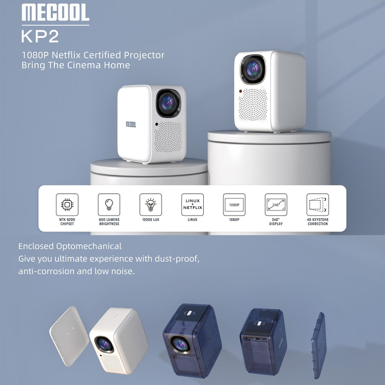 MECOOL KP2 1920x1080P 600ANSI Lumens Portable Mini LED Smart Projector(AU Plug) - Mini Projector by MECOOL | Online Shopping South Africa | PMC Jewellery | Buy Now Pay Later Mobicred