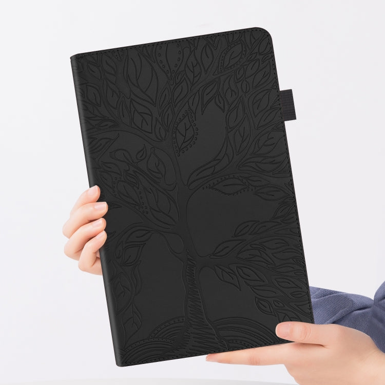 For Huawei Matepad SE 10.4 2022 Life Tree Embossed Flip Leather Tablet Case(Black) - Huawei by PMC TechLife | Online Shopping South Africa | PMC TechLife | Buy Now Pay Later Mobicred