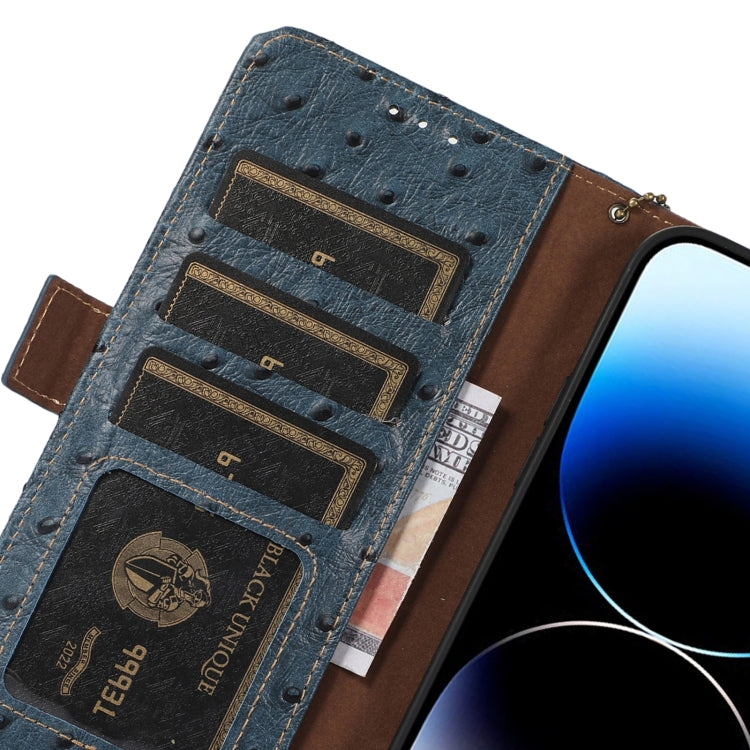 For Nokia G22 4G Ostrich Pattern Genuine Leather RFID Phone Case(Blue) - Nokia Cases by PMC TechLife | Online Shopping South Africa | PMC TechLife | Buy Now Pay Later Mobicred