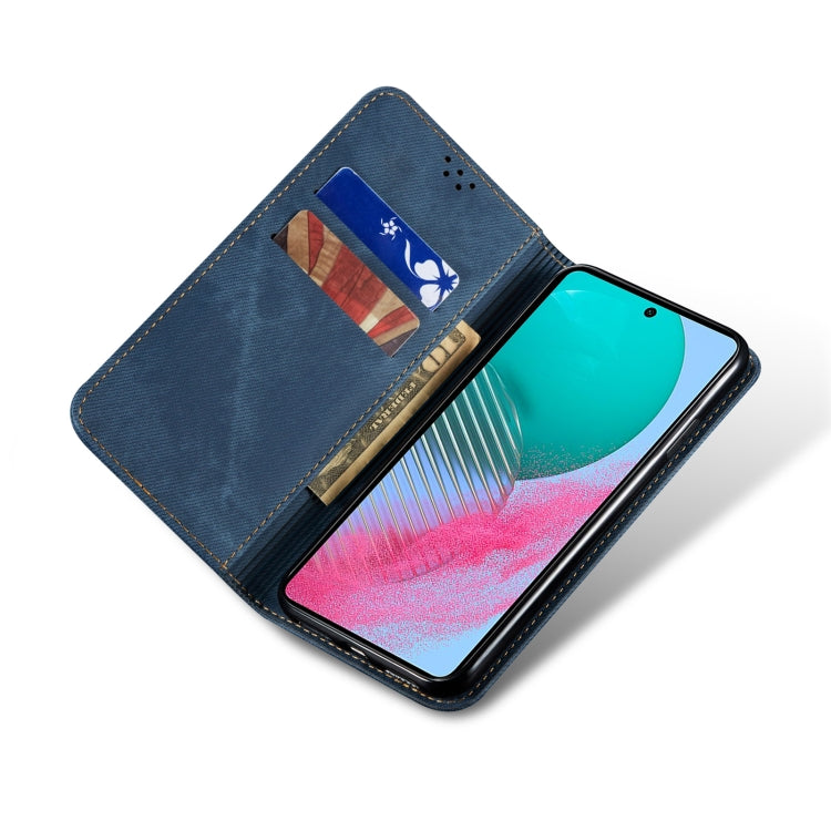 For Samsung Galaxy M54 Denim Texture Leather Phone Case(Blue) - Galaxy Phone Cases by PMC Jewellery | Online Shopping South Africa | PMC Jewellery