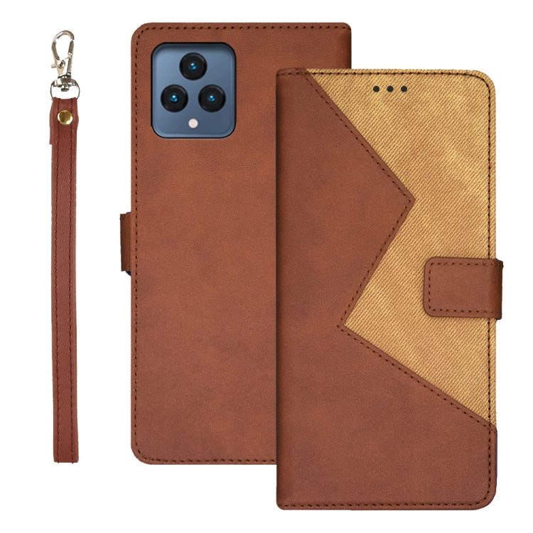 For T-Mobile REVVL 6 5G idewei Two-color Splicing Leather Phone Case(Brown) - More Brand by idewei | Online Shopping South Africa | PMC Jewellery | Buy Now Pay Later Mobicred