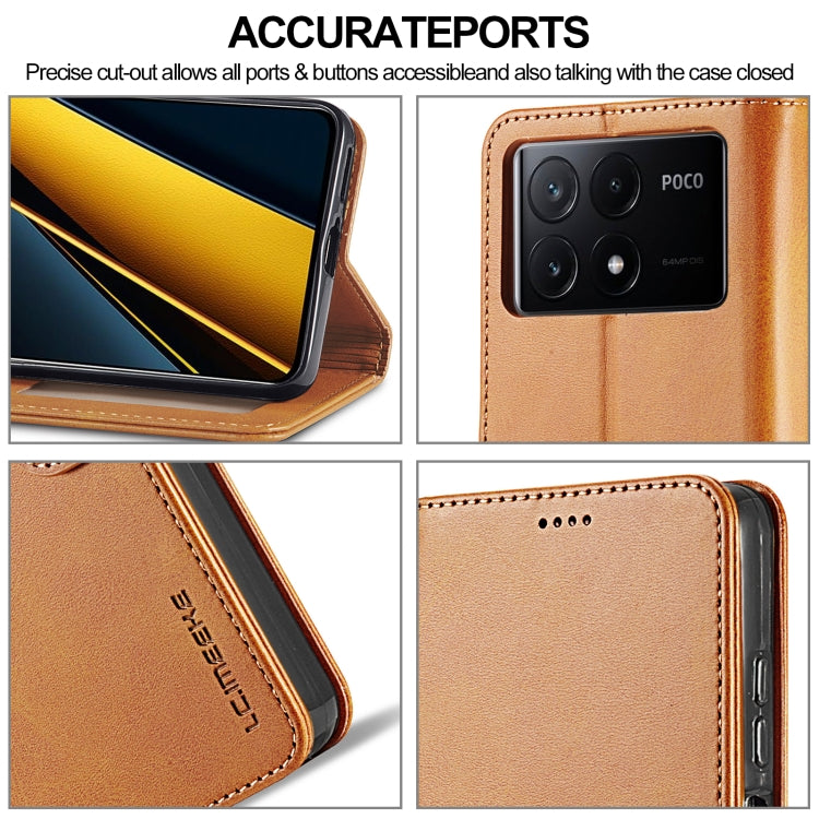 For Xiaomi Poco X6 Pro LC.IMEEKE Calf Texture Leather Phone Case(Brown) - Xiaomi Cases by LC.IMEEKE | Online Shopping South Africa | PMC TechLife | Buy Now Pay Later Mobicred