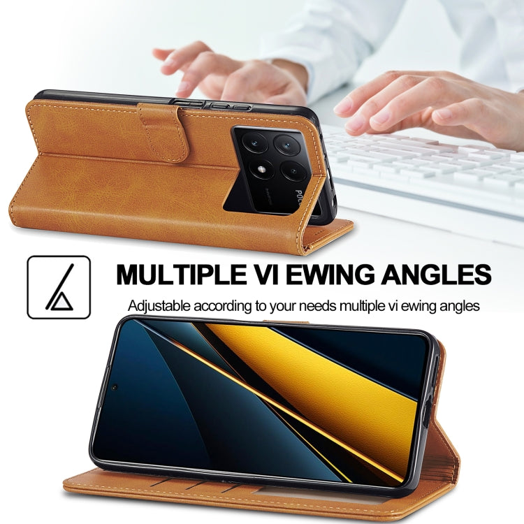 For Xiaomi Poco X6 Pro LC.IMEEKE Calf Texture Leather Phone Case(Brown) - Xiaomi Cases by LC.IMEEKE | Online Shopping South Africa | PMC TechLife | Buy Now Pay Later Mobicred