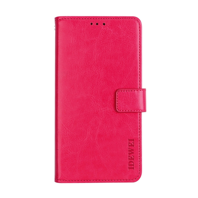 For T-Mobile REVVL 6 5G idewei Crazy Horse Texture Leather Phone Case with Holder(Rose Red) - More Brand by idewei | Online Shopping South Africa | PMC Jewellery | Buy Now Pay Later Mobicred