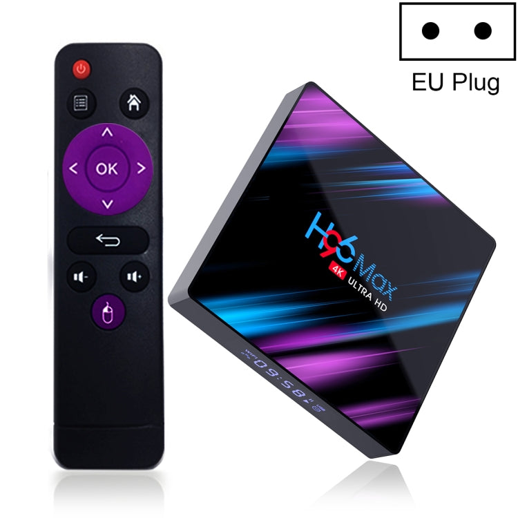 H96 Max-3318 4K Ultra HD Android TV Box with Remote Controller, Android 10.0, RK3318 Quad-Core 64bit Cortex-A53, 4GB+64GB, Support TF Card / USBx2 / AV / Ethernet, Plug Specification:EU Plug - RK3318 by PMC Jewellery | Online Shopping South Africa | PMC Jewellery | Buy Now Pay Later Mobicred