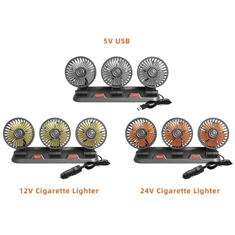 F4310 360-Degree Rotating Adjustable Car Three-Head Fan, Style:5V USB Universal - Heating & Fans by PMC TechLife | Online Shopping South Africa | PMC TechLife | Buy Now Pay Later Mobicred
