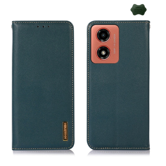 For Motorola Moto G04 / G24 KHAZNEH Nappa Top Layer Cowhide Leather Phone Case(Green) - Motorola Cases by PMC Jewellery | Online Shopping South Africa | PMC Jewellery | Buy Now Pay Later Mobicred