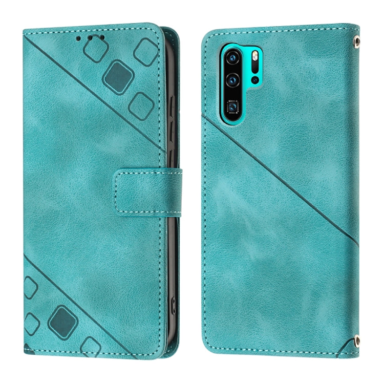 For Huawei P30 Pro Skin-feel Embossed Leather Phone Case(Green) - Huawei Cases by PMC Jewellery | Online Shopping South Africa | PMC Jewellery