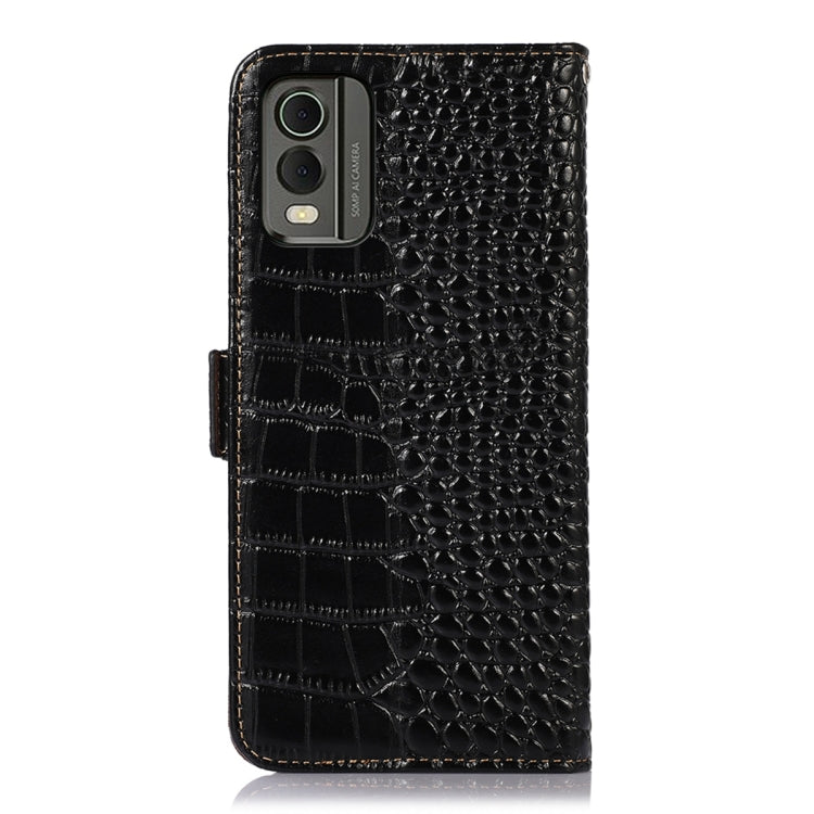 For Nokia C32 4G Crocodile Top Layer Cowhide Leather Phone Case(Black) - Nokia Cases by PMC TechLife | Online Shopping South Africa | PMC TechLife | Buy Now Pay Later Mobicred