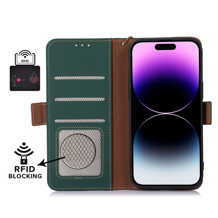 For Nokia C110 Genuine Leather Magnetic RFID Leather Phone Case(Green) - Nokia Cases by PMC TechLife | Online Shopping South Africa | PMC TechLife | Buy Now Pay Later Mobicred
