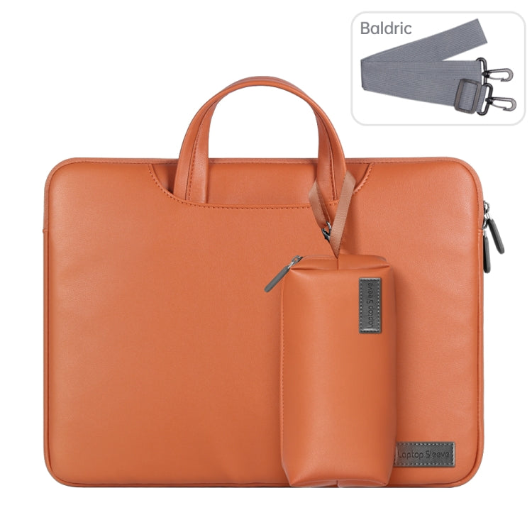 Waterproof PU Laptop Bag Inner Bag with Power Pack, Size:15 inch(Brown) - Other by PMC TechLife | Online Shopping South Africa | PMC TechLife | Buy Now Pay Later Mobicred