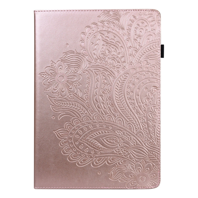 For Samsung Galaxy Tab S9 / S9 FE Peacock Embossed Pattern Leather Tablet Case(Rose Gold) - Galaxy Tab S9 Cases by PMC Jewellery | Online Shopping South Africa | PMC Jewellery | Buy Now Pay Later Mobicred