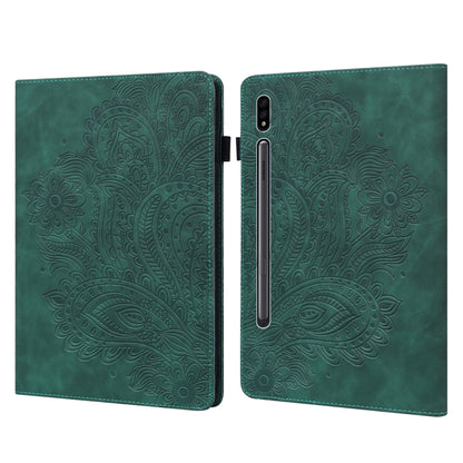 For Samsung Galaxy Tab S9 / S9 FE Peacock Embossed Pattern Leather Tablet Case(Green) - Galaxy Tab S9 Cases by PMC Jewellery | Online Shopping South Africa | PMC Jewellery | Buy Now Pay Later Mobicred