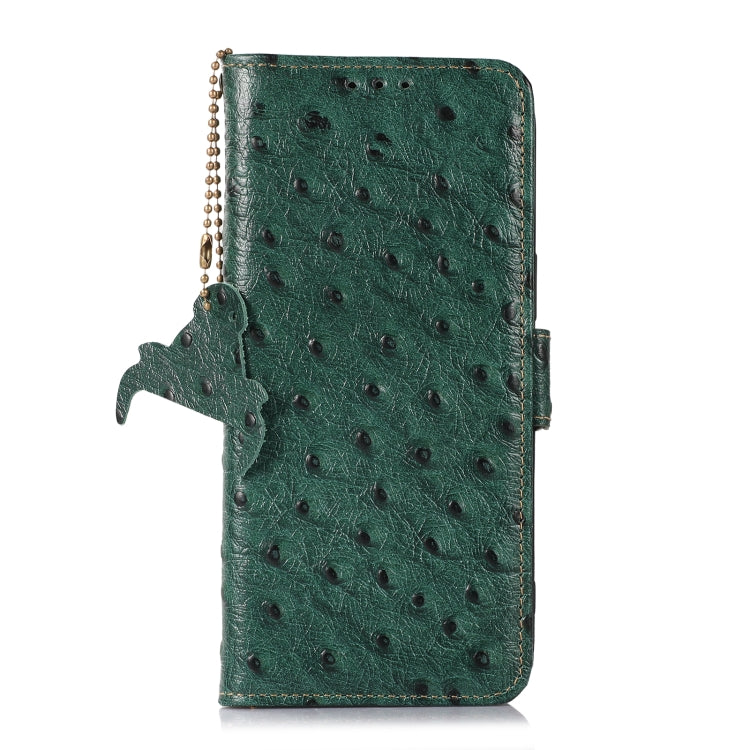 For Honor Magic5 Pro Ostrich Pattern Genuine Leather RFID Phone Case(Green) - Honor Cases by PMC TechLife | Online Shopping South Africa | PMC TechLife | Buy Now Pay Later Mobicred