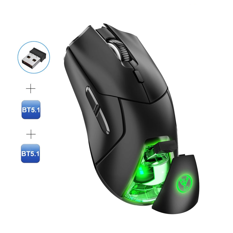 HXSJ T40 7 Keys 4000DPI Three-mode Colorful Backlight Wireless Gaming Mouse Rechargeable(Black) - Wireless Mice by HXSJ | Online Shopping South Africa | PMC Jewellery | Buy Now Pay Later Mobicred