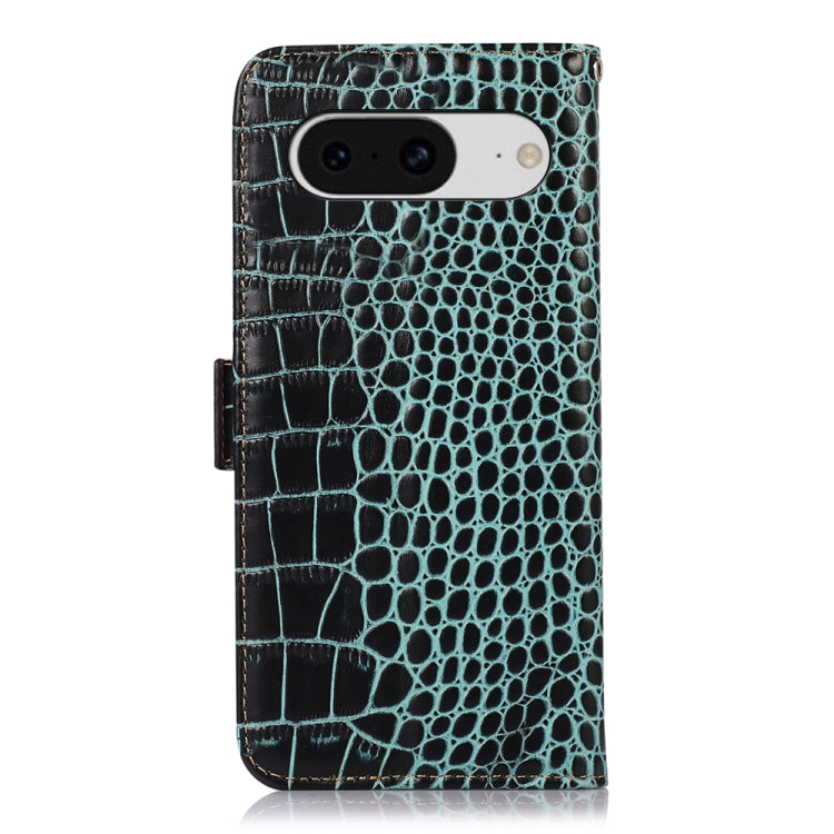For Google Pixel 8 Crocodile Top Layer Cowhide Leather Phone Case(Green) - Google Cases by PMC TechLife | Online Shopping South Africa | PMC TechLife | Buy Now Pay Later Mobicred