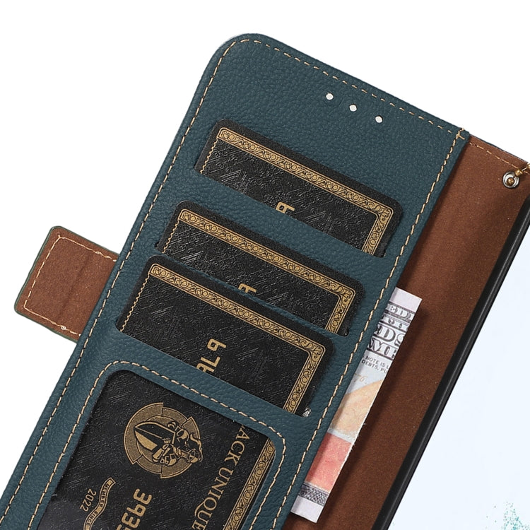 For Nokia C12 4G Side-Magnetic TJ Genuine Leather RFID Phone Case(Green) - Honor Cases by PMC TechLife | Online Shopping South Africa | PMC TechLife | Buy Now Pay Later Mobicred