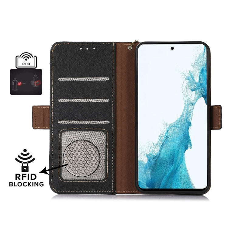 For Nokia C12 4G Side-Magnetic TJ Genuine Leather RFID Phone Case(Black) - Honor Cases by PMC TechLife | Online Shopping South Africa | PMC TechLife | Buy Now Pay Later Mobicred