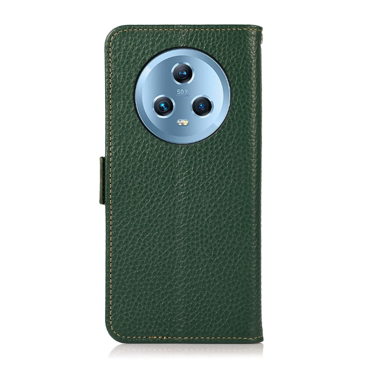 For Honor Magic5 KHAZNEH Side-Magnetic Litchi Genuine Leather RFID Phone Case(Green) - Honor Cases by PMC TechLife | Online Shopping South Africa | PMC TechLife | Buy Now Pay Later Mobicred