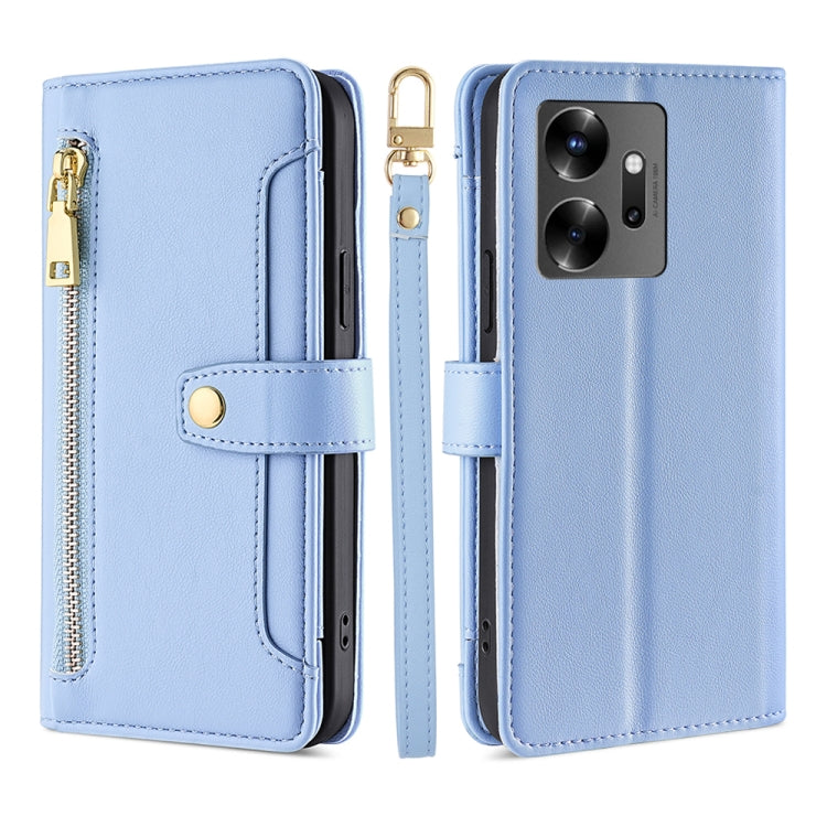 For Infinix Zero 20 Sheep Texture Cross-body Zipper Wallet Leather Phone Case(Blue) - Infinix Cases by PMC TechLife | Online Shopping South Africa | PMC TechLife | Buy Now Pay Later Mobicred