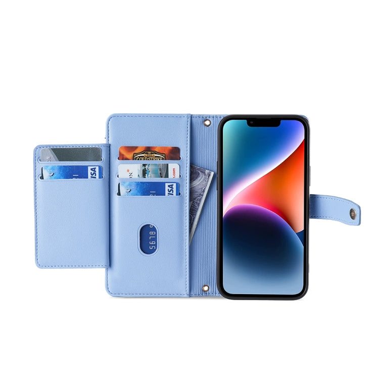 For Infinix Zero 20 Sheep Texture Cross-body Zipper Wallet Leather Phone Case(Blue) - Infinix Cases by PMC TechLife | Online Shopping South Africa | PMC TechLife | Buy Now Pay Later Mobicred