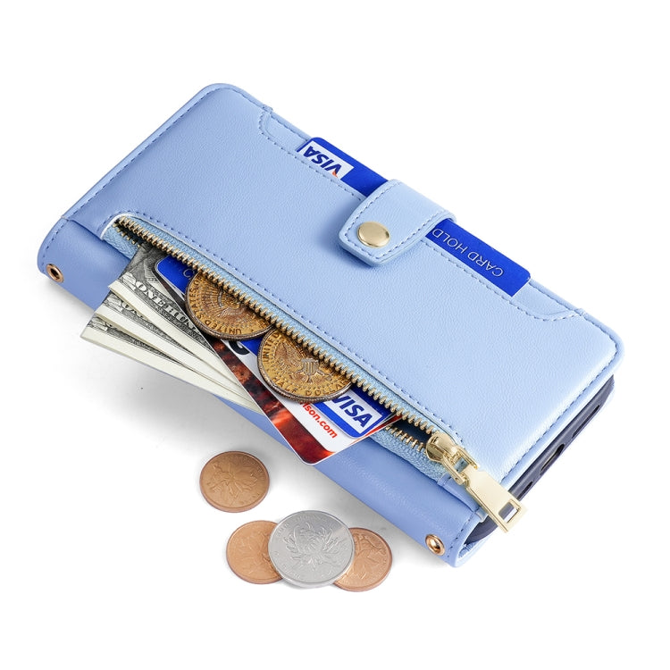 For Infinix Zero 20 Sheep Texture Cross-body Zipper Wallet Leather Phone Case(Blue) - Infinix Cases by PMC TechLife | Online Shopping South Africa | PMC TechLife | Buy Now Pay Later Mobicred