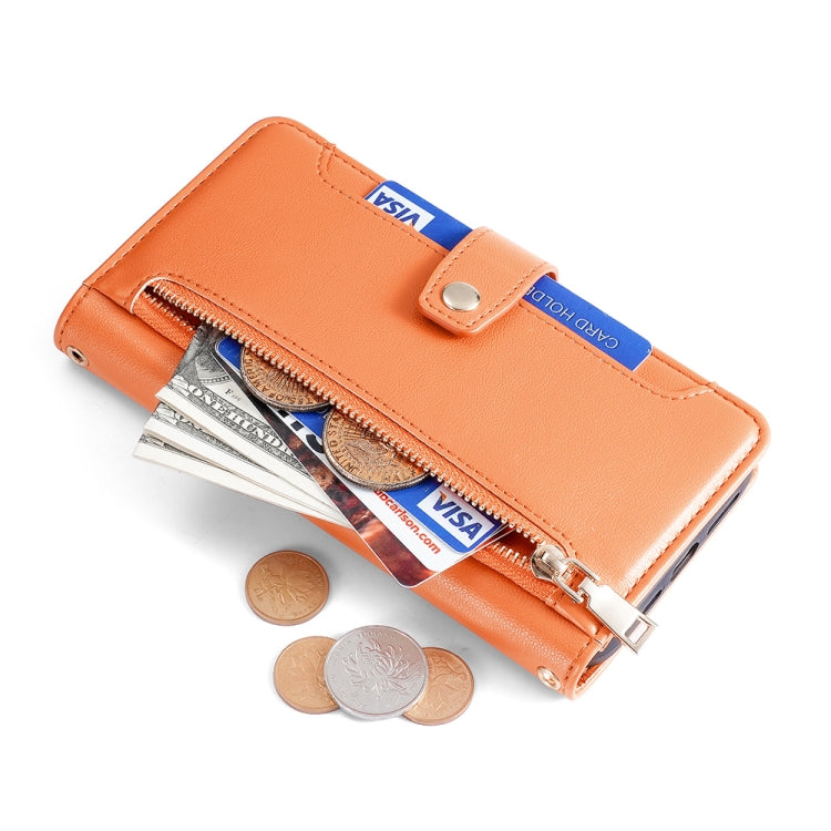 For Tecno Pop 6 Pro Sheep Texture Cross-body Zipper Wallet Leather Phone Case(Orange) - Tecno Cases by PMC TechLife | Online Shopping South Africa | PMC TechLife | Buy Now Pay Later Mobicred