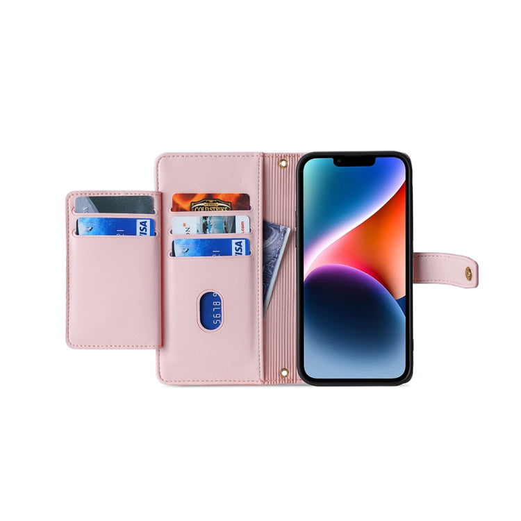 For Tecno Pop 6 Pro Sheep Texture Cross-body Zipper Wallet Leather Phone Case(Pink) - free shipping - PMC TechLife - Order now!