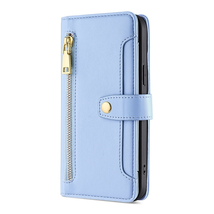 For Honor Magic5 Sheep Texture Cross-body Zipper Wallet Leather Phone Case(Blue) - Honor Cases by PMC TechLife | Online Shopping South Africa | PMC TechLife | Buy Now Pay Later Mobicred