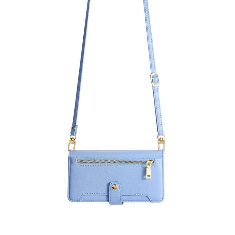 For Honor Magic5 Sheep Texture Cross-body Zipper Wallet Leather Phone Case(Blue) - Honor Cases by PMC TechLife | Online Shopping South Africa | PMC TechLife | Buy Now Pay Later Mobicred