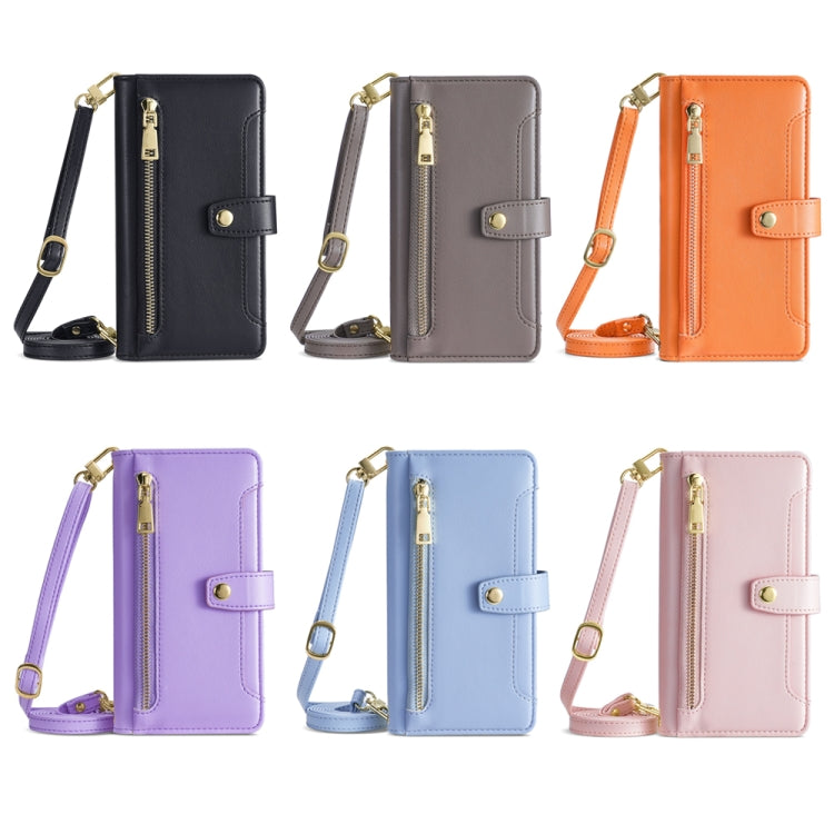 For Honor Magic5 Sheep Texture Cross-body Zipper Wallet Leather Phone Case(Blue) - Honor Cases by PMC TechLife | Online Shopping South Africa | PMC TechLife | Buy Now Pay Later Mobicred