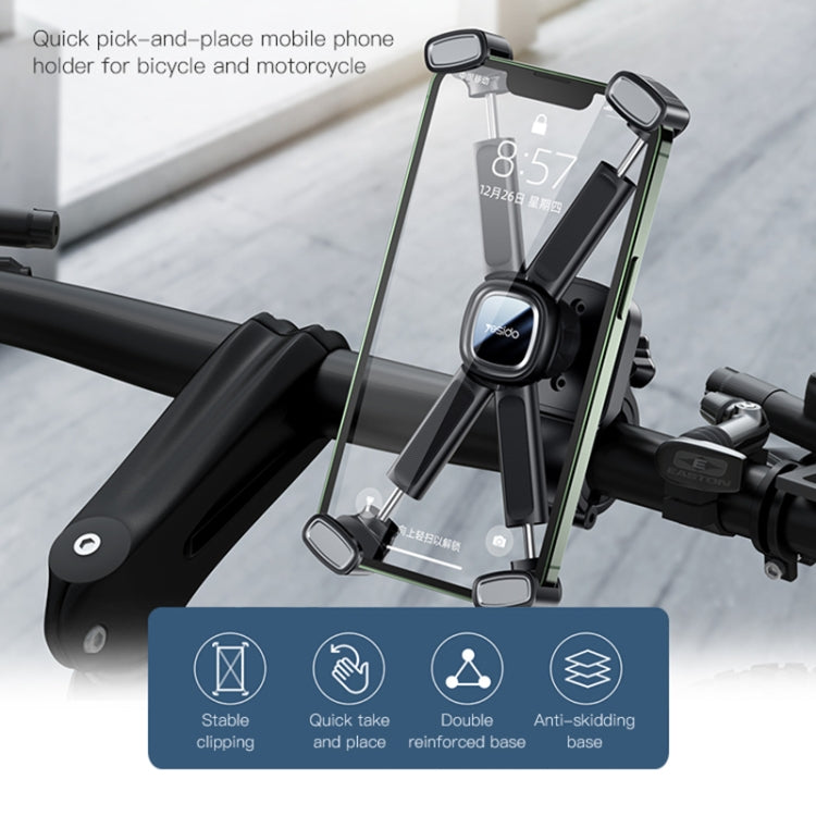 Yesido C191 4-axis Support Bicycle Handle Phone Holder(Black) - Holders by PMC TechLife | Online Shopping South Africa | PMC TechLife | Buy Now Pay Later Mobicred