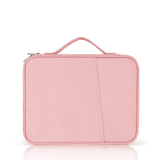 For 12.9-13 inch Laptop Portable Cloth Texture Leather Bag(Pink) - 13.3 inch by PMC Jewellery | Online Shopping South Africa | PMC Jewellery | Buy Now Pay Later Mobicred