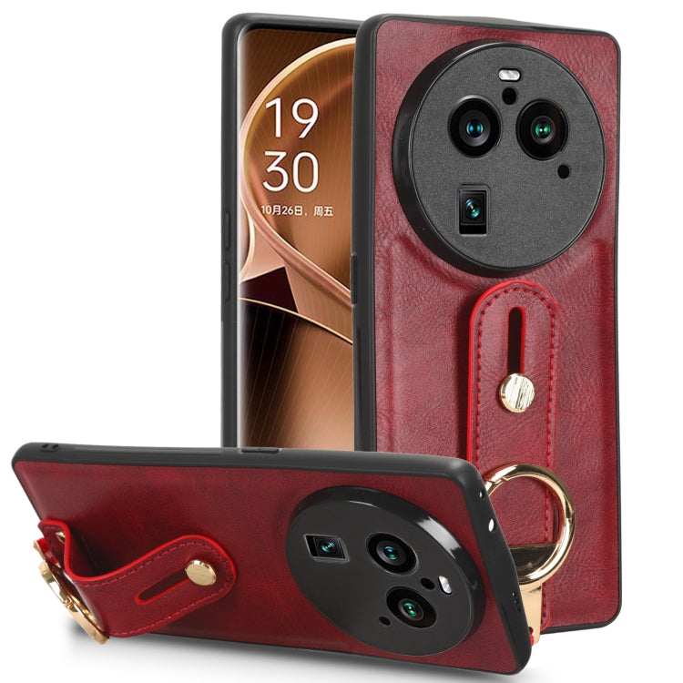 For OPPO Find X6 Pro 5G Wristband Leather Back Phone Case(Red) - OPPO Cases by PMC TechLife | Online Shopping South Africa | PMC TechLife | Buy Now Pay Later Mobicred