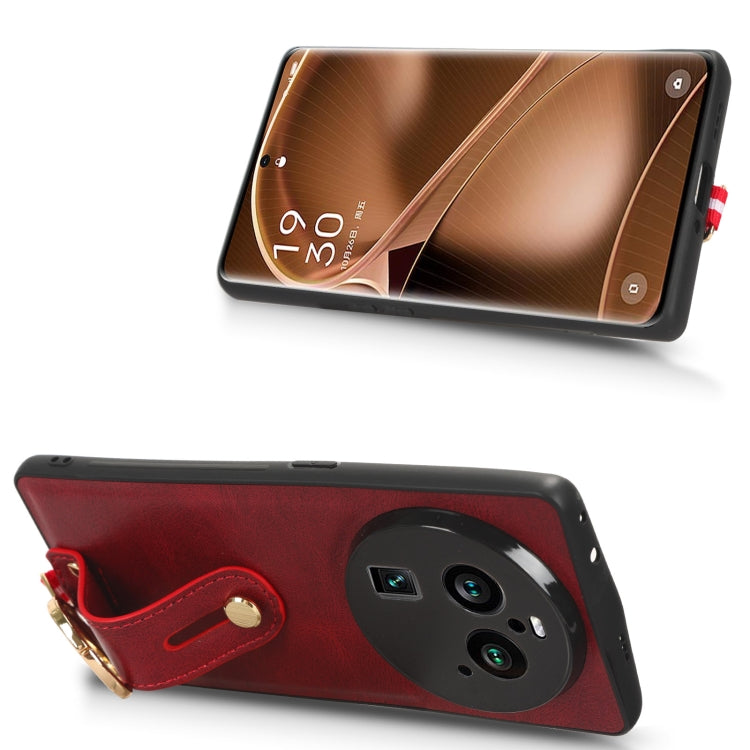 For OPPO Find X6 Pro 5G Wristband Leather Back Phone Case(Red) - OPPO Cases by PMC TechLife | Online Shopping South Africa | PMC TechLife | Buy Now Pay Later Mobicred