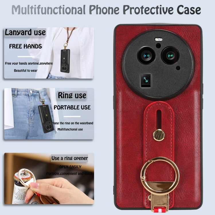 For OPPO Find X6 Pro 5G Wristband Leather Back Phone Case(Red) - OPPO Cases by PMC TechLife | Online Shopping South Africa | PMC TechLife | Buy Now Pay Later Mobicred