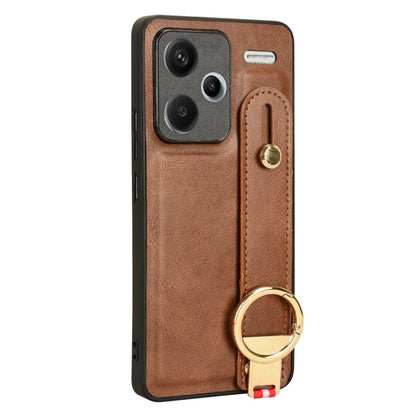 For Xiaomi Redmi Note 13 Pro+ Wristband Leather Back Phone Case(Brown) - Note 13 Pro+ Cases by PMC Jewellery | Online Shopping South Africa | PMC Jewellery | Buy Now Pay Later Mobicred