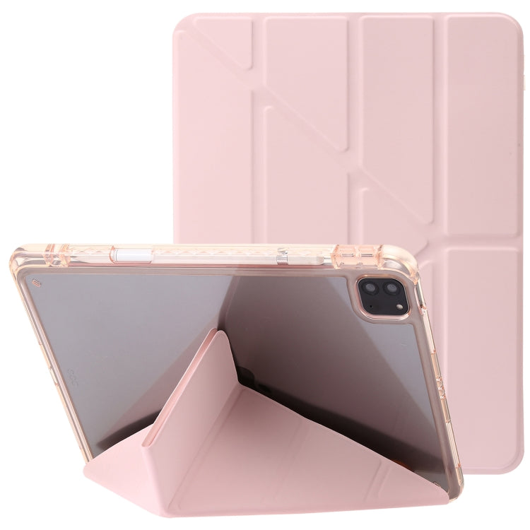 For iPad Pro 12.9 2022 / Air 13 2024 Clear Acrylic Deformation Leather Tablet Case(Pink) - iPad Pro 12.9 (2022/2021) Cases by PMC Jewellery | Online Shopping South Africa | PMC Jewellery | Buy Now Pay Later Mobicred