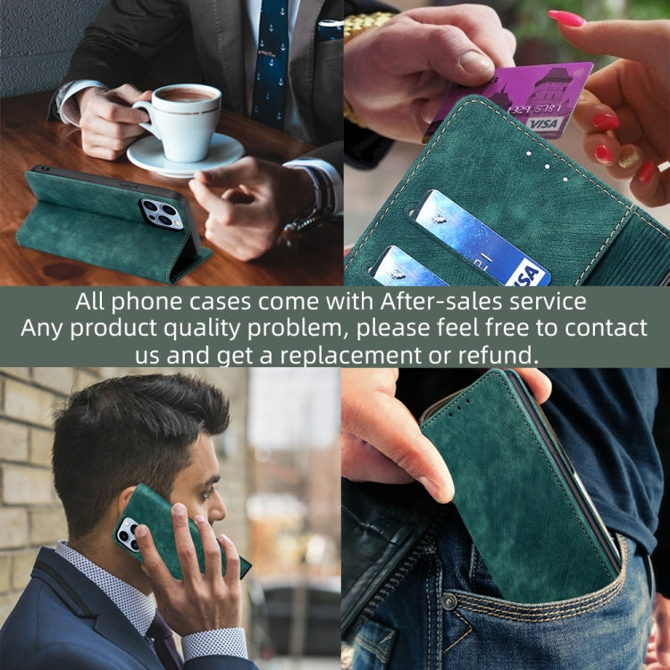 For Blackview A52 RFID Anti-theft Brush Magnetic Leather Phone Case(Green) - More Brand by PMC Jewellery | Online Shopping South Africa | PMC Jewellery | Buy Now Pay Later Mobicred