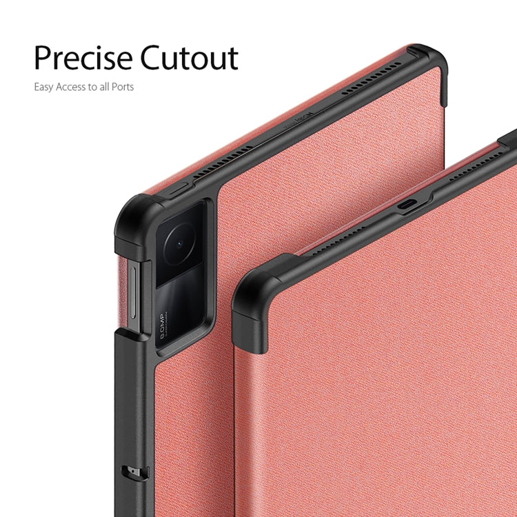 For Xiaomi Redmi Pad SE DUX DUCIS Domo Series Magnetic Flip Leather Tablet Case(Pink) - More Tablet Cases by DUX DUCIS | Online Shopping South Africa | PMC Jewellery | Buy Now Pay Later Mobicred