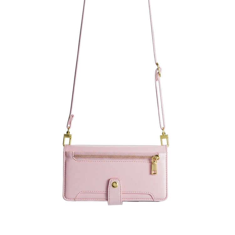 For Nokia C32 Sheep Texture Cross-body Zipper Wallet Leather Phone Case(Pink) - Nokia Cases by PMC TechLife | Online Shopping South Africa | PMC TechLife | Buy Now Pay Later Mobicred