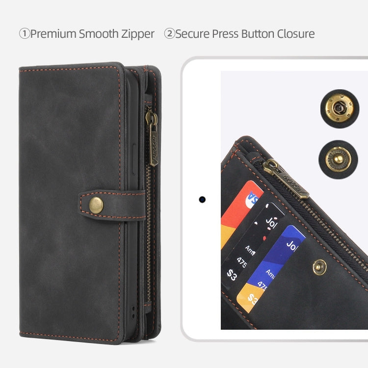 For iPhone 14 Pro Max Zipper Wallet Detachable MagSafe Leather Phone Case(Black) - iPhone 14 Pro Max Cases by PMC TechLife | Online Shopping South Africa | PMC TechLife