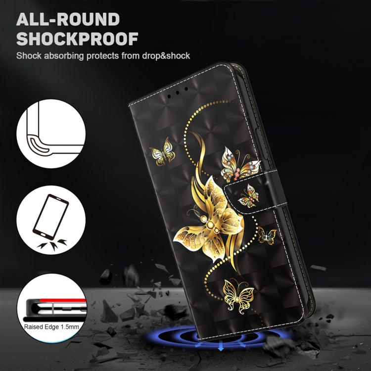 For Xiaomi Redmi Note  12 Pro+ 5G Global 3D Painted Pattern Leather Phone Case(Golden Butterfly) - Xiaomi Cases by PMC TechLife | Online Shopping South Africa | PMC TechLife | Buy Now Pay Later Mobicred