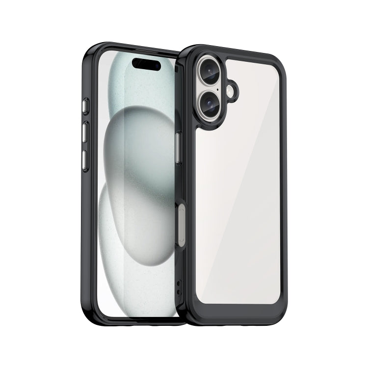 For iPhone 16 Plus Colorful Series Acrylic + TPU Phone Case(Black) - iPhone 16 Plus Cases by PMC Jewellery | Online Shopping South Africa | PMC Jewellery | Buy Now Pay Later Mobicred