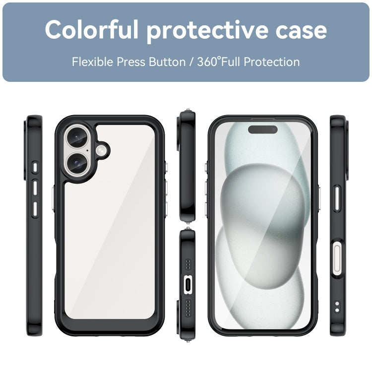 For iPhone 16 Plus Colorful Series Acrylic + TPU Phone Case(Black) - iPhone 16 Plus Cases by PMC Jewellery | Online Shopping South Africa | PMC Jewellery | Buy Now Pay Later Mobicred