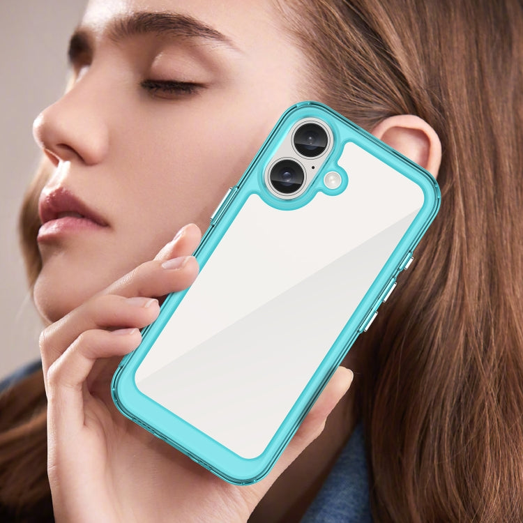 For iPhone 16 Plus Colorful Series Acrylic + TPU Phone Case(Transparent Blue) - iPhone 16 Plus Cases by PMC TechLife | Online Shopping South Africa | PMC TechLife | Buy Now Pay Later Mobicred