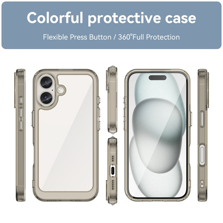 For iPhone 16 Colorful Series Acrylic + TPU Phone Case(Transparent Grey) - iPhone 16 Cases by PMC Jewellery | Online Shopping South Africa | PMC Jewellery | Buy Now Pay Later Mobicred