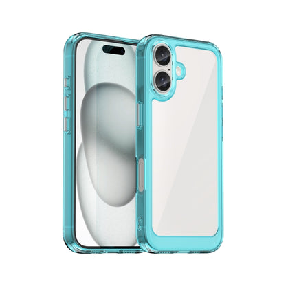 For iPhone 16 Colorful Series Acrylic + TPU Phone Case(Transparent Blue) - iPhone 16 Cases by PMC Jewellery | Online Shopping South Africa | PMC Jewellery | Buy Now Pay Later Mobicred