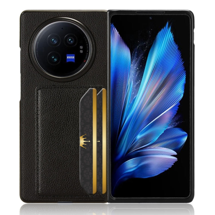 For vivo X Fold3 Litchi Texture Card Slots Back Cover Phone Case(Black) - vivo Cases by PMC TechLife | Online Shopping South Africa | PMC TechLife | Buy Now Pay Later Mobicred